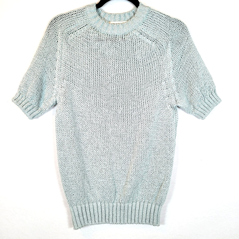 Nothing Written Womens Open Knit Sweater Top Size M Blue Designer Preppy